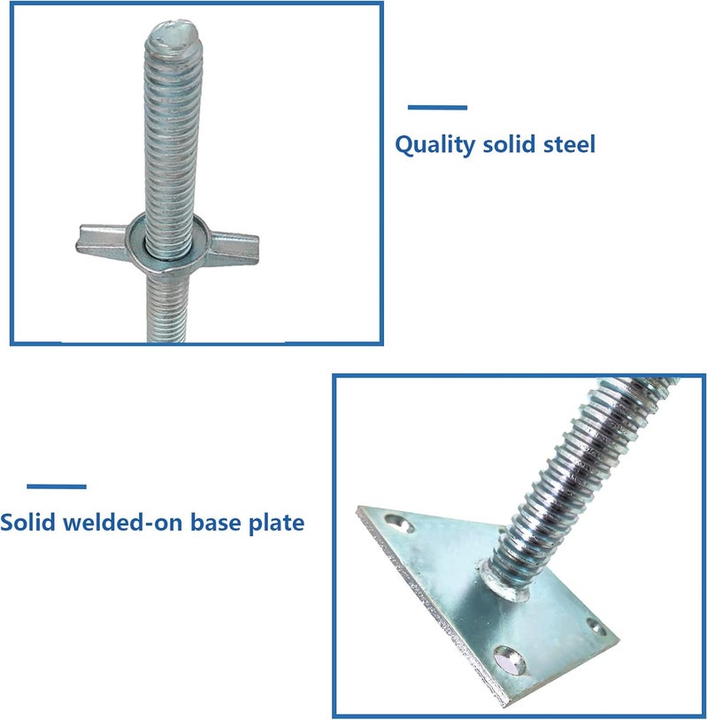GaeaAuto 4 Pack Adjustable Leveling Jack Solid Screw Jacks with Base Plate for Baker-Style Scaffolding, Silver - Image 4
